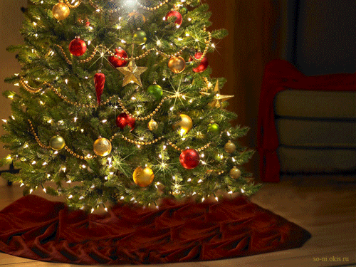 анимация новогодней елки и подарков