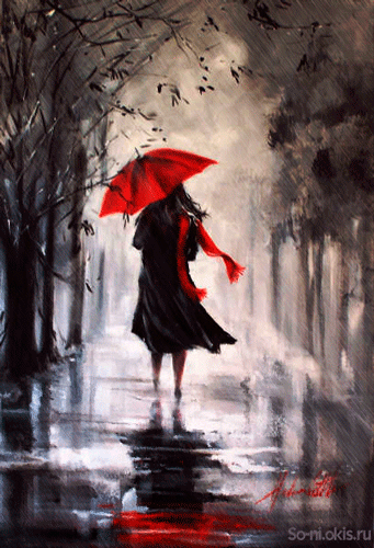 девушка под дождем